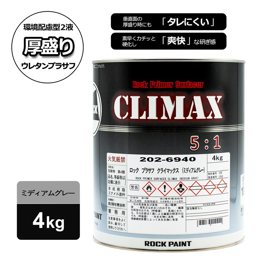 ロックペイント 202-6940 ロックプラサフ クライマックス（ミディアムグレー）4Kg : カラートリム - 通販 - Yahoo!ショッピング