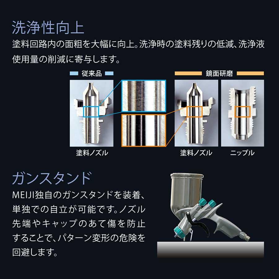 スプレーガン FINER-FORCE R 明治機械製作所 口径1.4mm 自動車補修専用 
