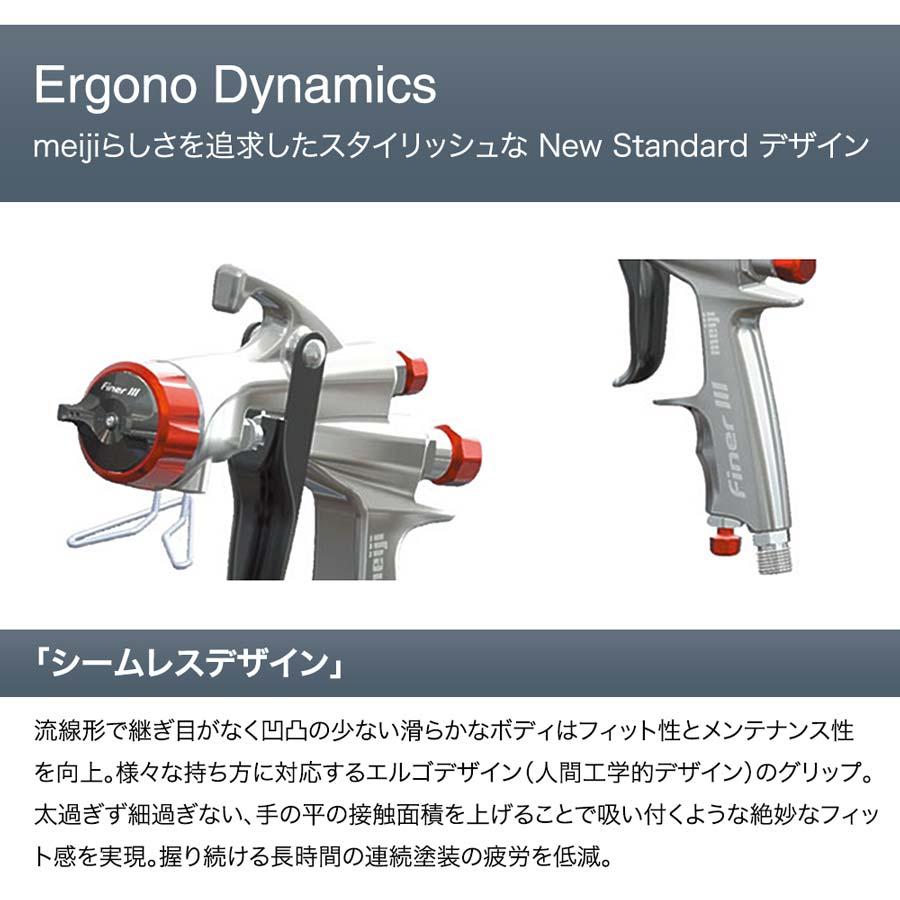 FINER III 4GF-Uカップ レギュレータMAR セット 明治機械製作所 口径1.4mm 自動車補修専用ハンドスプレーガン ファイナー3 meiji　