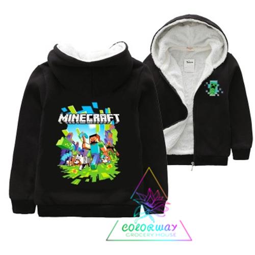 パーカーマインクラフト Minecraft クリーパー トップス アウター 子供服 裏起毛 秋冬 厚手 キッズ ジュニア 1cm 130cm 140cm 150cm 160cm ディスカウント