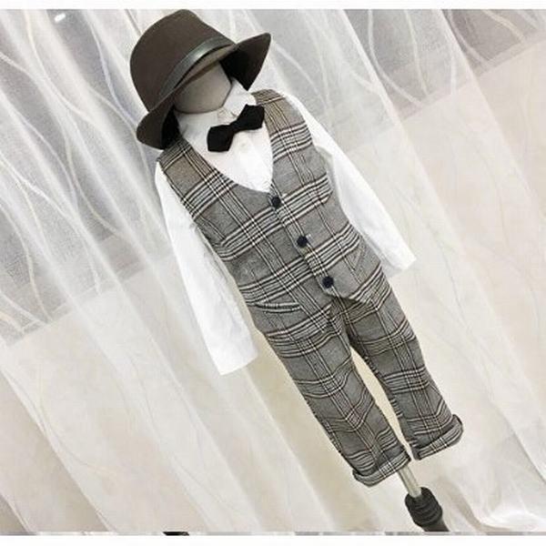 送料無料 男の子グレーチェック柄スーツスリーピースフォーマル礼服ジャケット 白シャツ ベスト パンツ いネクタイ３点セット Kids19 Gray Colorway 通販 Yahoo ショッピング