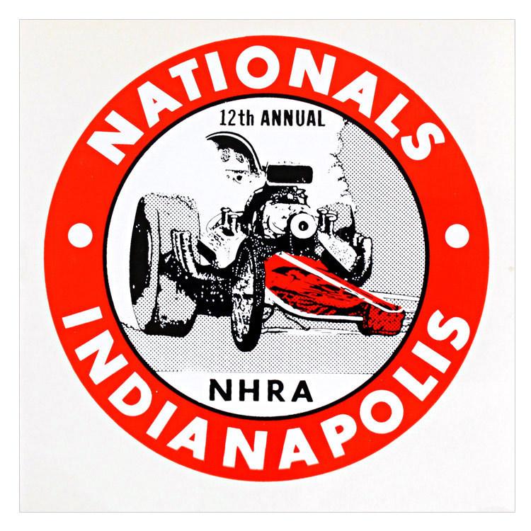 ヴィンテージレーシングデカール ”NHRA 12th NATIONALS INDIANAPOLIS” 縦10.8×横10.8cm | ブランド登録なし