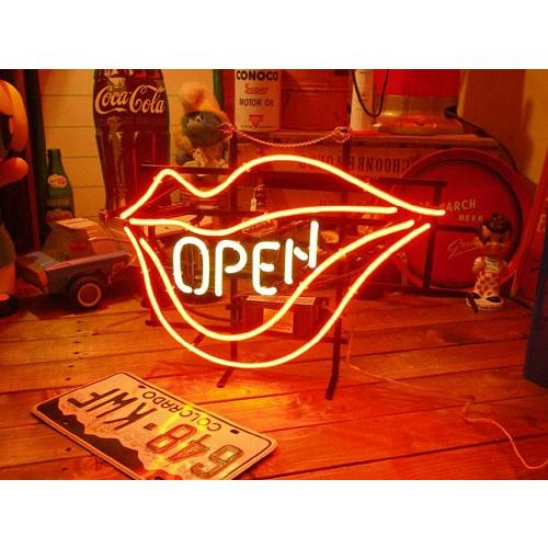 ネオンサイン OPEN LIP ネオン管 照明 店舗装飾 インテリア ガレージ 