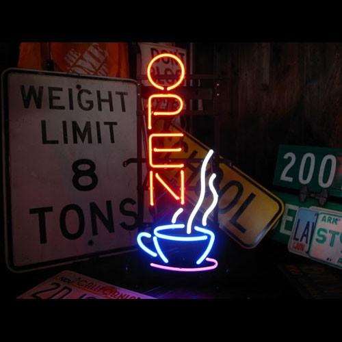【期間限定特別価格】アメリカンネオンサイン コーヒーカップ OPEN ネオン管 ネオンサイン COFFEE OPEN コーヒー オープン ネオン管 照明 店舗装飾