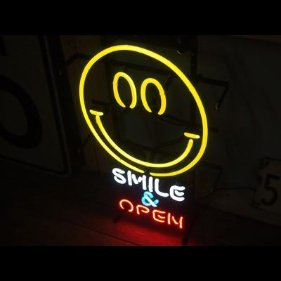 スマイルネオンサイン ネオンサイン ＜SMILE & OPEN スマイル＆オープン ＞ サイズ：H56