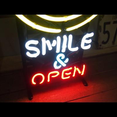 スマイルネオンサイン ネオンサイン ＜SMILE & OPEN スマイル＆オープン ＞ サイズ：H56