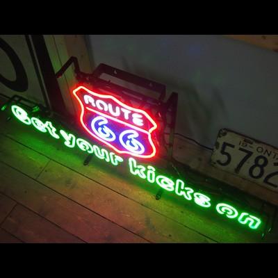 ネオンサイン ＜GET YOUR KICKS ON ROUTE 66 ルート66＞ サイズ：H37×W85cm ネオン管 照明 店 | ブランド登録なし | 02