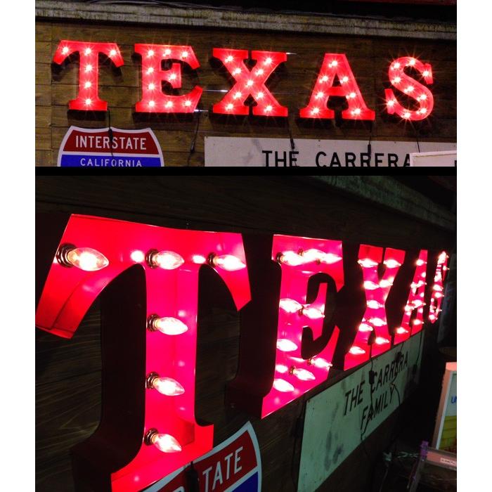 アメリカンサイン w ライト 「TEXAS」 （テキサス ） ガレージング