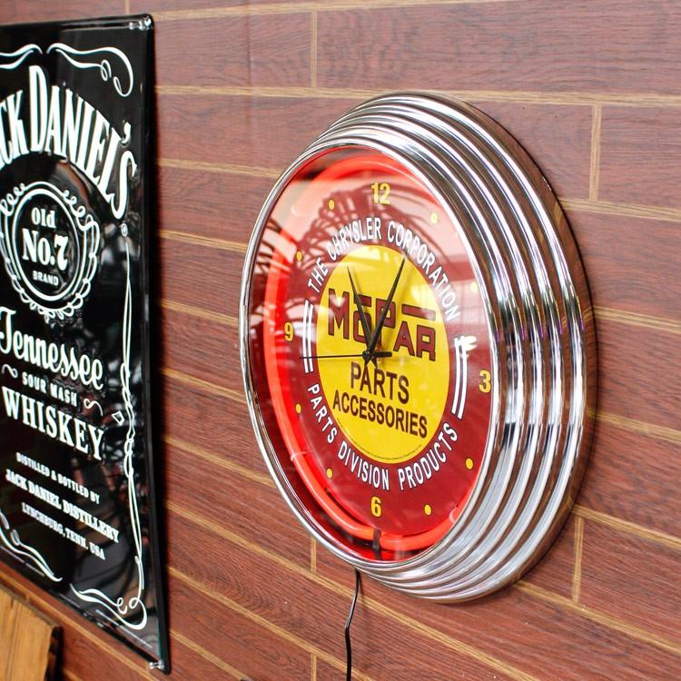 モパー mopar クライスラー ウォール クロック 壁掛け 時計 照明 付き 壁掛け 時計 ネオンクロック MOPAR PARTS ACCESSORIES モパー