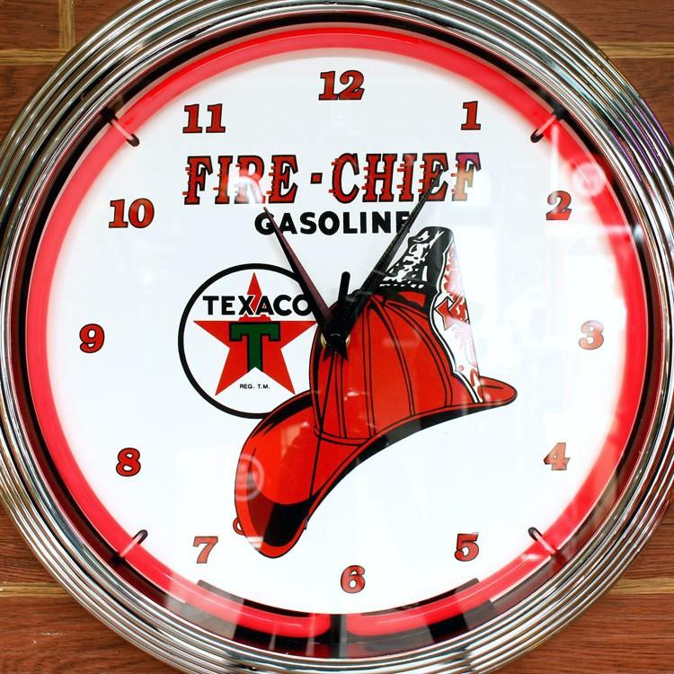 壁掛け 時計 ネオンクロック「TEXACO FIRE-CHIEF GASOLINE 壁掛け 時計 ネオンクロック「TEXACO FIRE-CHIEF GASOLINE