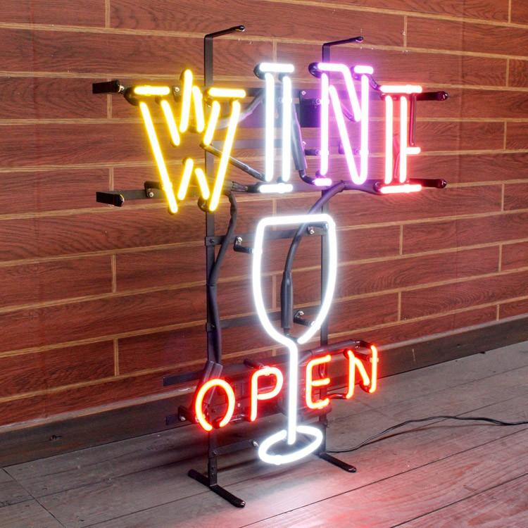 ネオンサイン / WINE OPEN ワインオープン H62×W54cm インテリア
