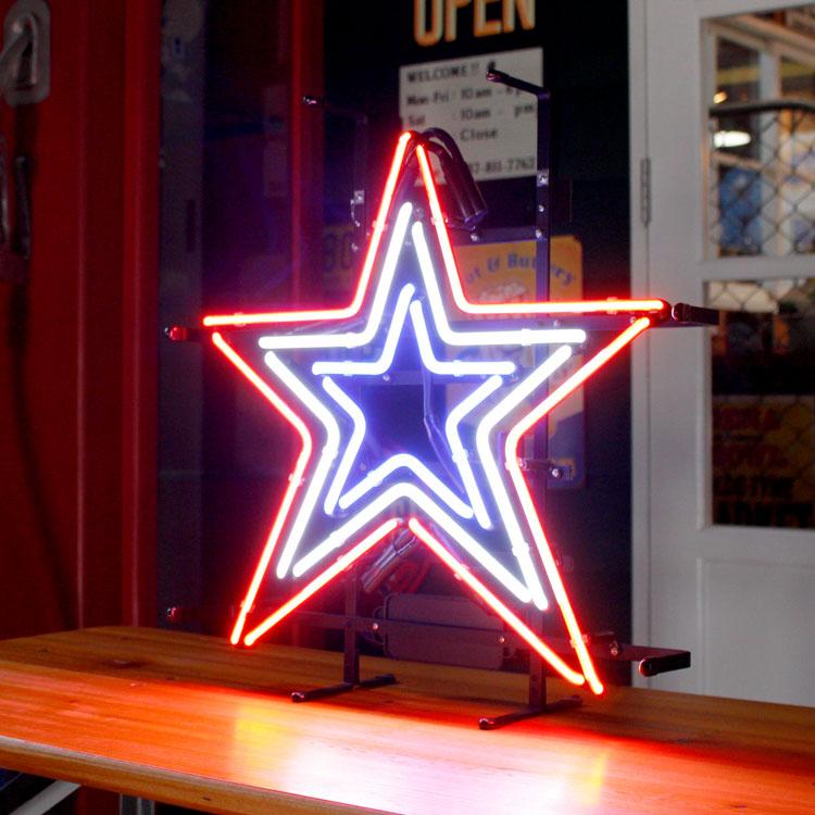 アメリカンネオンサイン STAR （星型デザイン） 縦54×横52cm ガレージ インテリア ネオン管 電飾 店舗装飾 アメリカ雑_2