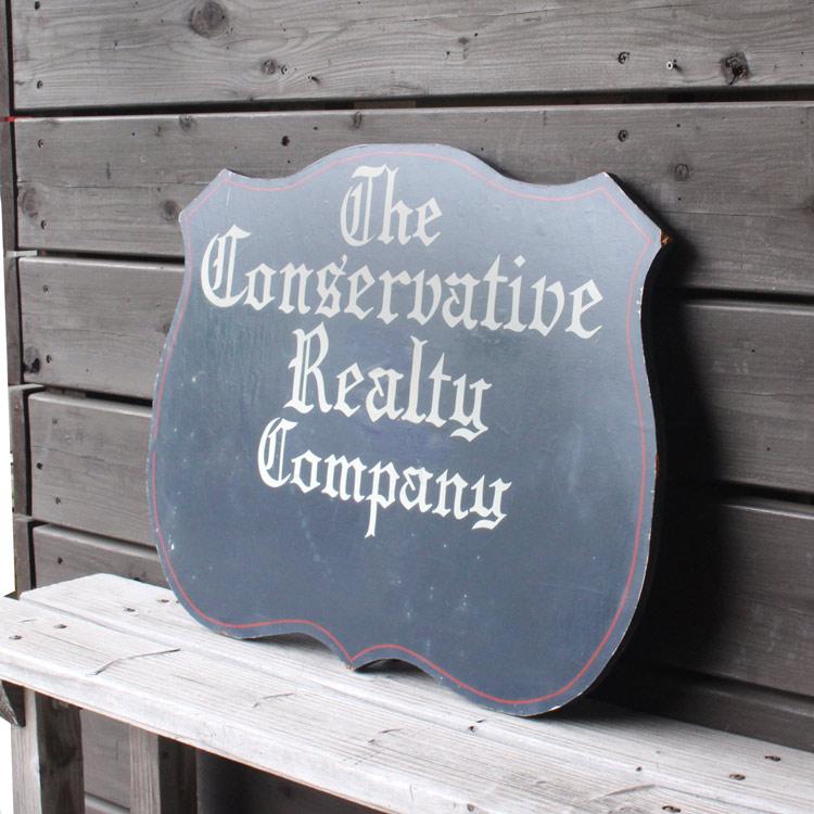 【1点物】 アメリカンビンテージ看板 The conservative Realty Company 高さ45.5cm×幅60.5の画像
