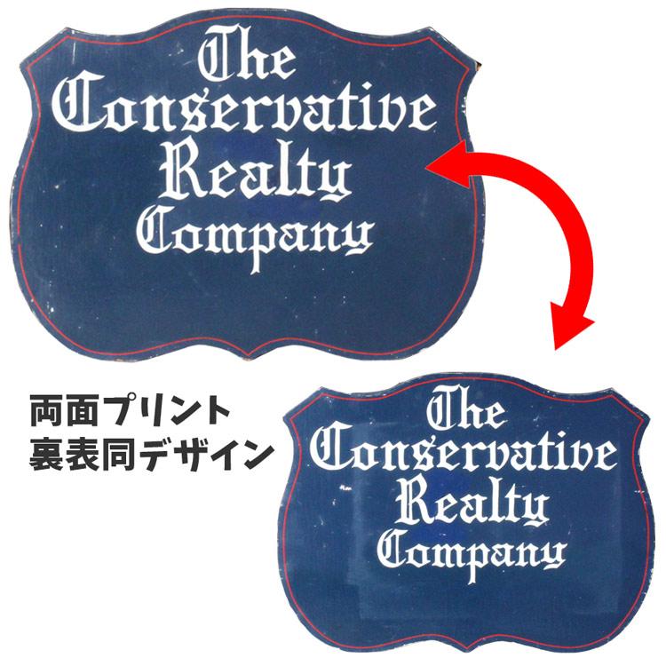【1点物】 アメリカンビンテージ看板 The conservative Realty Company 高さ45.5cm×幅60.5の画像