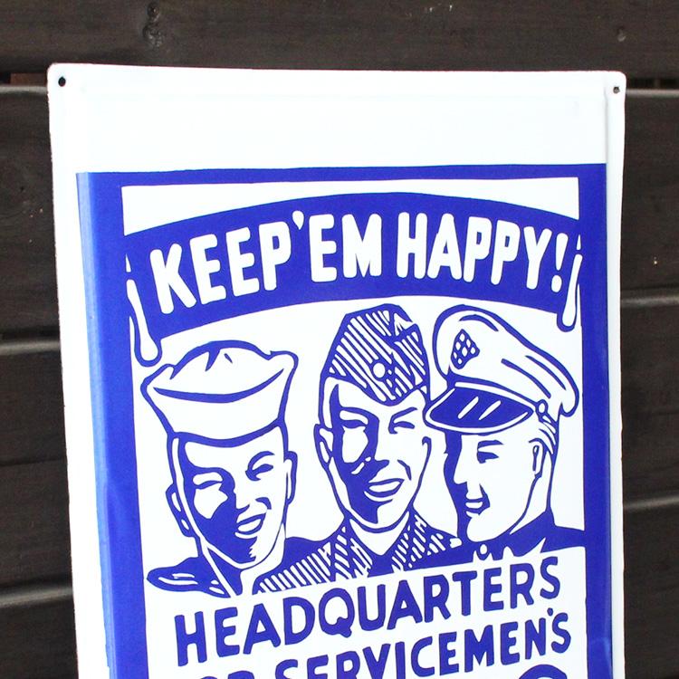 70s ヴィンテージ アメリカ　ホーロー看板　サイン ヴィンテージホーロー看板 KEEP EM HAPPY! GIFTS 縦65×横45cm 1点モノ