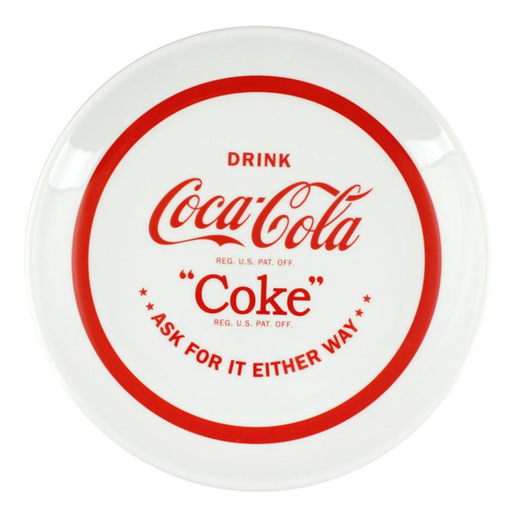 皿 プレート COCA-COLA コカコーラ (B) レッド文字 直径25.5cm 陶器製 食器 お皿 大皿 おしゃれ アメリカ