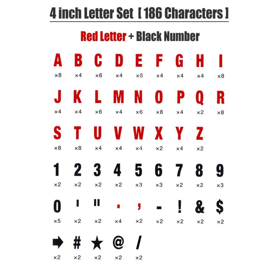 サインボード用 4インチ レターセット 赤文字 黒数字 186文字セット フォントセット アメリカ雑貨 アメリカン雑貨 Dt アメリカン雑貨colour Yahoo 店 通販 Yahoo ショッピング