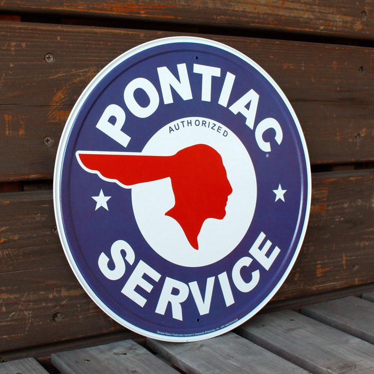 看板 メタルサイン PONTIAC SERVICE ポンティアックサービス ラウンド #184 直径29.8cm ブリキ プレート｜colour｜03