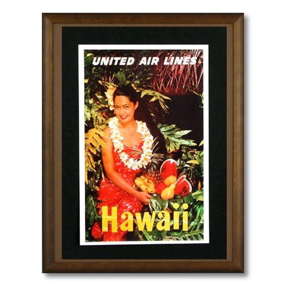 ハワイアンポスター フラガールシリーズ UNITED AIR LINES HAWAII ユナイテッド航空 F-42 アメリカ雑貨｜colour｜02