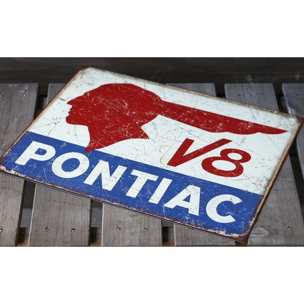 メタルサイン 「PONTIAC V8」ポンティアックV8 MS1907 看板 インテリア 