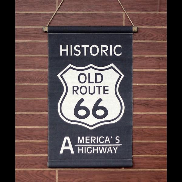 タペストリー 「Route66／ルート６６」 ショートタイプ／フラッグ （旗） バナー／インテリア／アメリカ雑貨