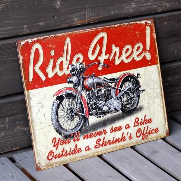 メタルサイン 「RIDE FREE」 #1699 ガレージ 看板 アメリカ雑貨