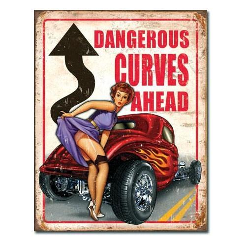 希少　「Dangerous Curves」 ホットロッド ブリキ看板 メタルサイン 「Legends - Dangerous Curves」 #1670 ホットロッド