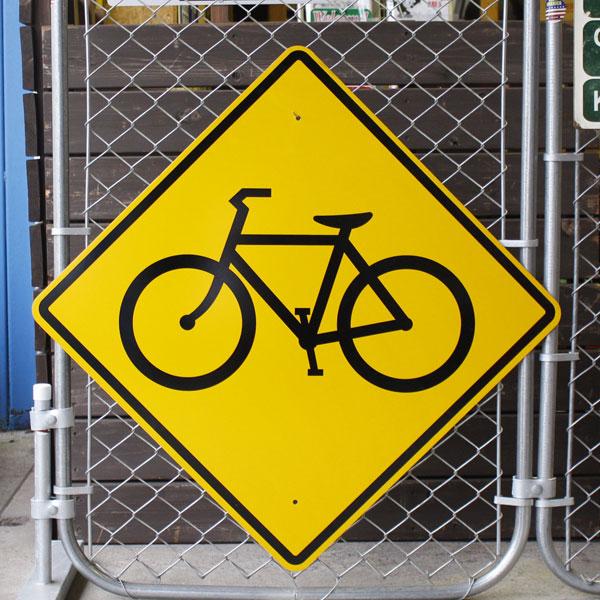 道路標識◆道路看板◆トラフィックサイン◆ロードサイン◆ストリート◆QUEEN アメリカの道路標識 「Bicycle」 （自転車に注意 ）縦76×横76cm