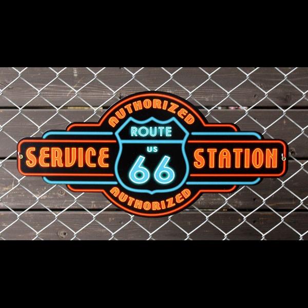 スティールサイン「Route 66 Service」 （ルート66サービス ） PS-034 ルート66 メタルサイン 看板 アメ｜colour