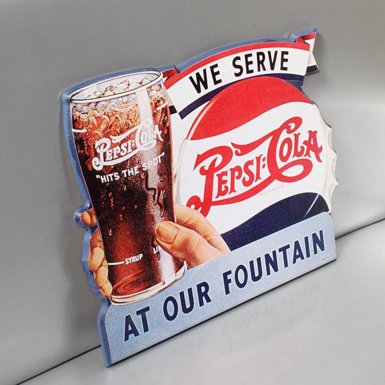 PEPSI（ペプシ） アンティークデザイン 木製看板 ダイカットプラーク