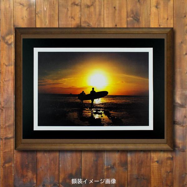 ポスター ハワイアンポスター サーフィンシリーズ N-154 Sunset and Surfer アートサイズ：縦20.7×横30｜colour｜02