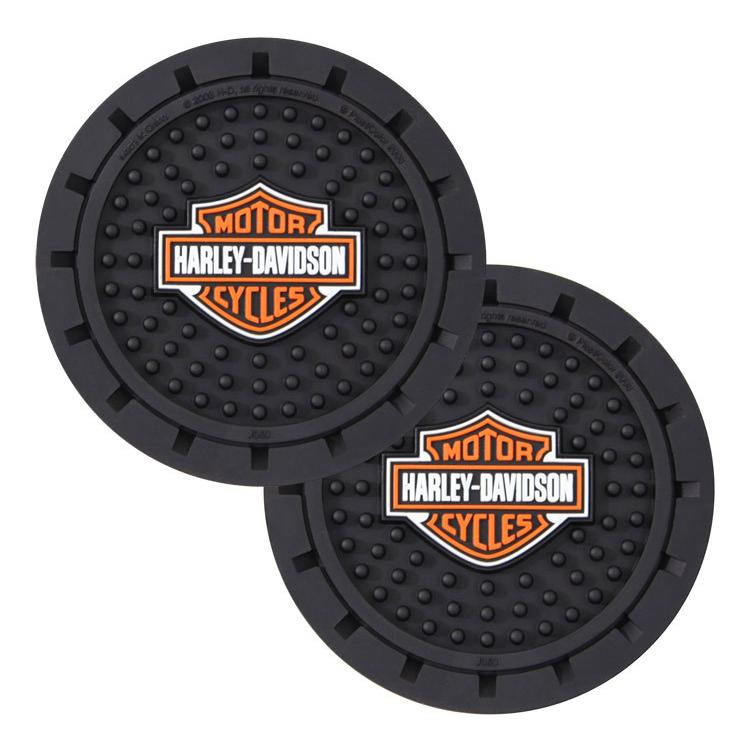 コースター ハーレーダビッドソン オートカップホルダーコースター B&S LOGO 2枚セット 360 ラバー製 直径8.2cm