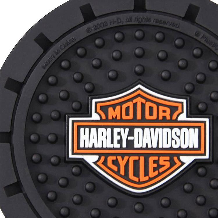 コースター ハーレーダビッドソン オートカップホルダーコースター B&S LOGO 2枚セット 360 ラバー製 直径8.2cm