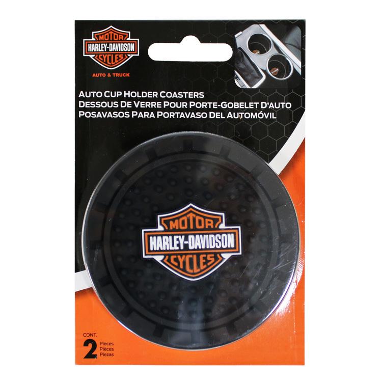 コースター ハーレーダビッドソン オートカップホルダーコースター B&S LOGO 2枚セット 360 ラバー製 直径8.2cm