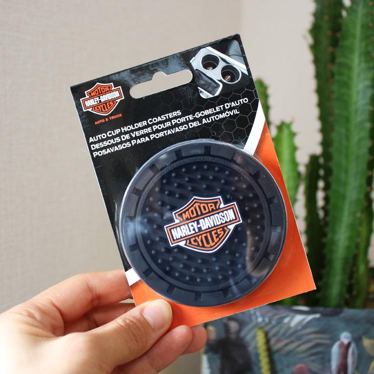 コースター ハーレーダビッドソン オートカップホルダーコースター B&S LOGO 2枚セット 360 ラバー製 直径8.2cm
