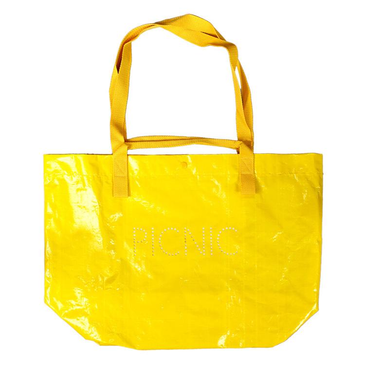 レジャーバッグ Picnic イエロー 大きめ 買い物バッグ エコバッグ ビニール トート ショルダー アウトドア アメリカン雑貨 In アメリカン雑貨colour Yahoo 店 通販 Yahoo ショッピング