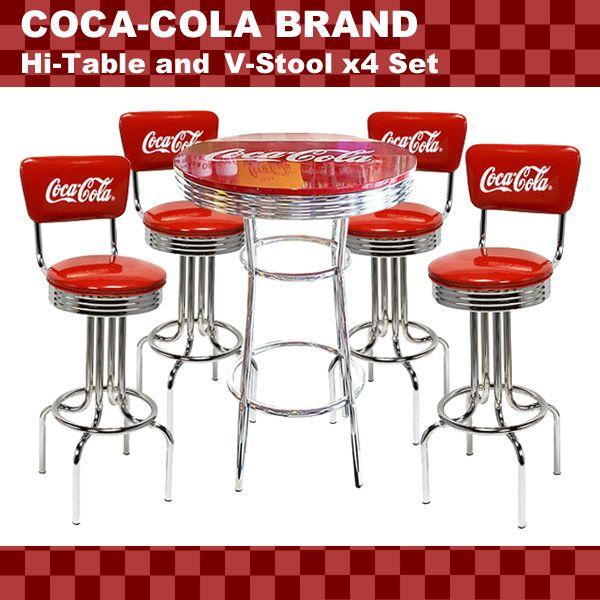 Coca Cola Brand コカコーラブランド ハイテーブル V スツール 4脚セット Pj 200t Pj 210ss 4 代引き不可商品 Mohmmadiyon Com