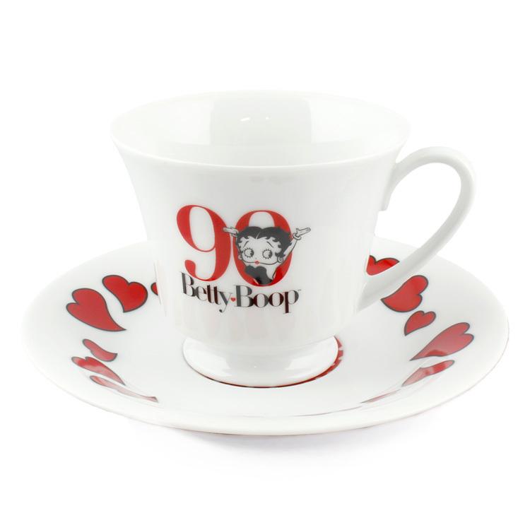 Betty Boop 90周年 カップ・ソーサーセット　　2セット BETTY BOOP（ベティ ブープ） カップ＆ソーサー 90周年記念 脚つき