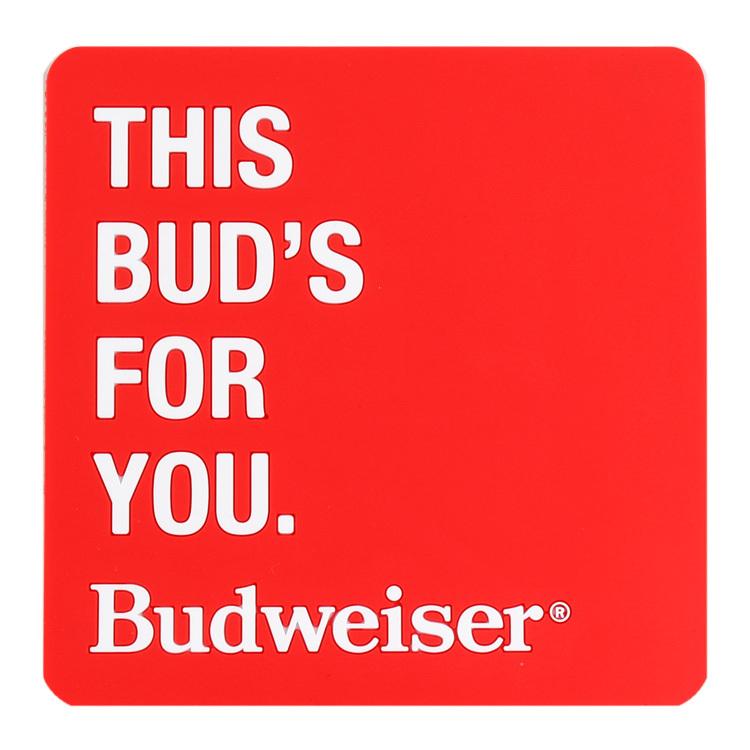 ラバー製 コースター 2枚セット 「THIS BUD'S FOR YOU. Budweiser バドワイザー」 縦10×横10×厚｜colour｜05
