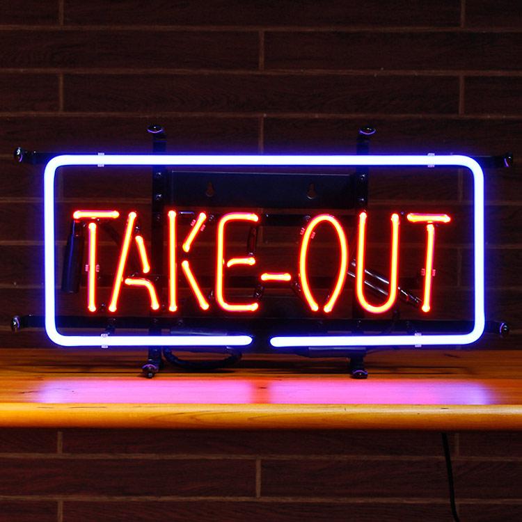 ネオンサイン TAKE-OUT テイクアウト 高さ23×幅46×奥行13cm （デザイン