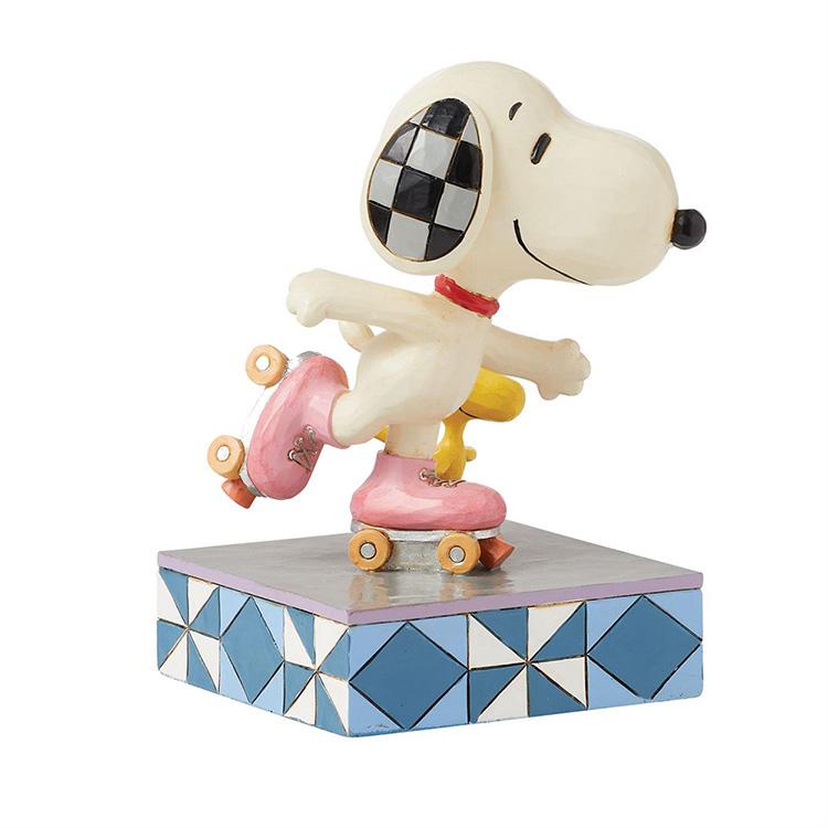 SNOOPY 置物 フィギュア スヌーピー＆ウッドストック ローラー