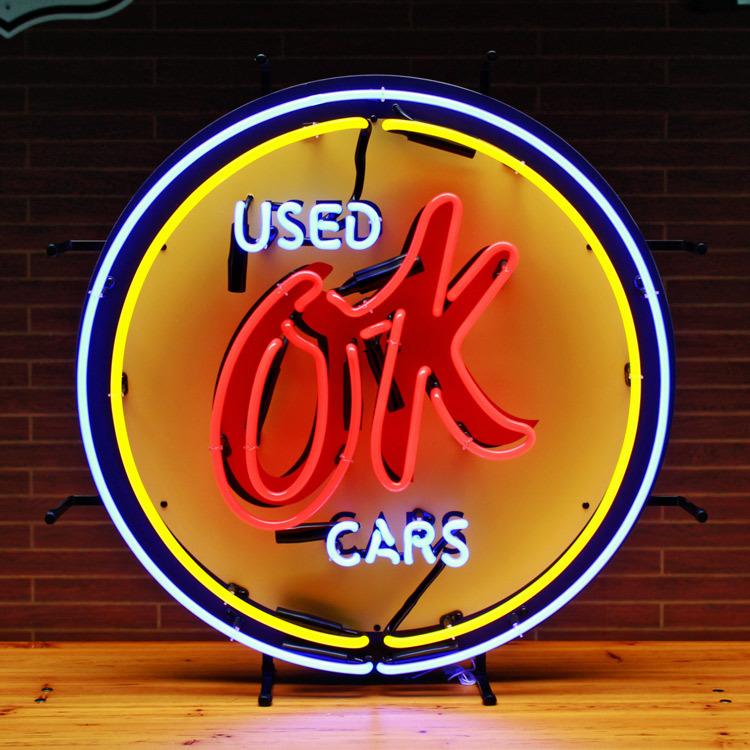 看板 ネオンサイン OKユーズドカー OK USED CARS ネオン菅 GM 看板 ネオンサイン OKユーズドカー OK USED CARS ネオン菅 GM