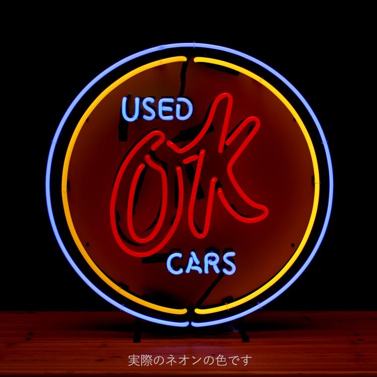 看板 ネオンサイン OKユーズドカー OK USED CARS ネオン菅 GM