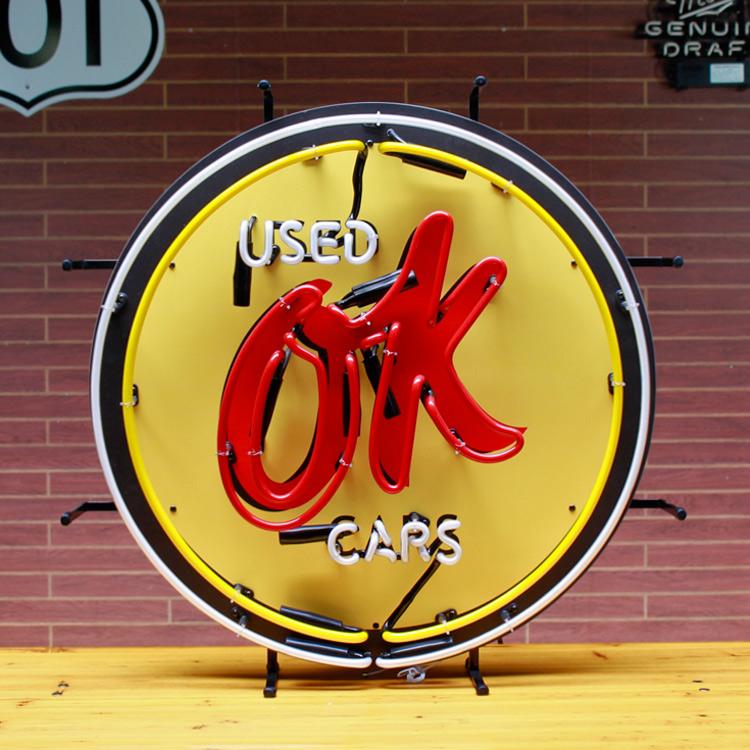 看板 ネオンサイン OKユーズドカー OK USED CARS ネオン菅 GM