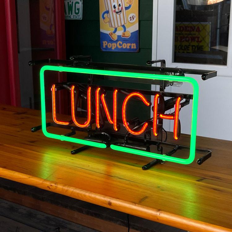 ネオンサイン LUNCH ランチ 高さ23.5×幅45.5×奥行き12.5cm ネオン管