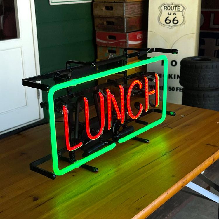 ネオンサイン LUNCH ランチ 高さ23.5×幅45.5×奥行き12.5cm ネオン管