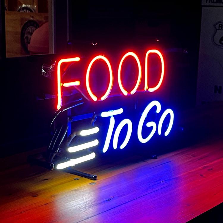 ネオンサイン FOOD TO GO 高さ26.5×幅41.5×奥行き12.5cm ネオン管 照明 