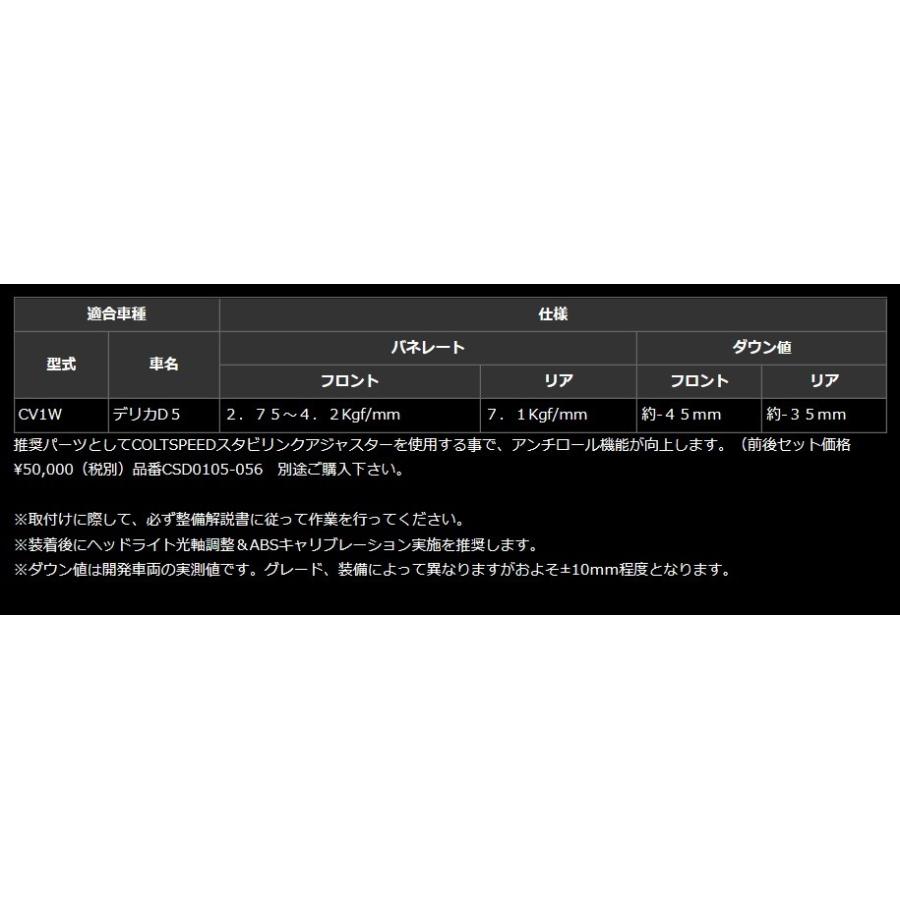 コルトスピード （COLT SPEED） デリカD:5（CV1W 〜2019mc） LOW DOWN