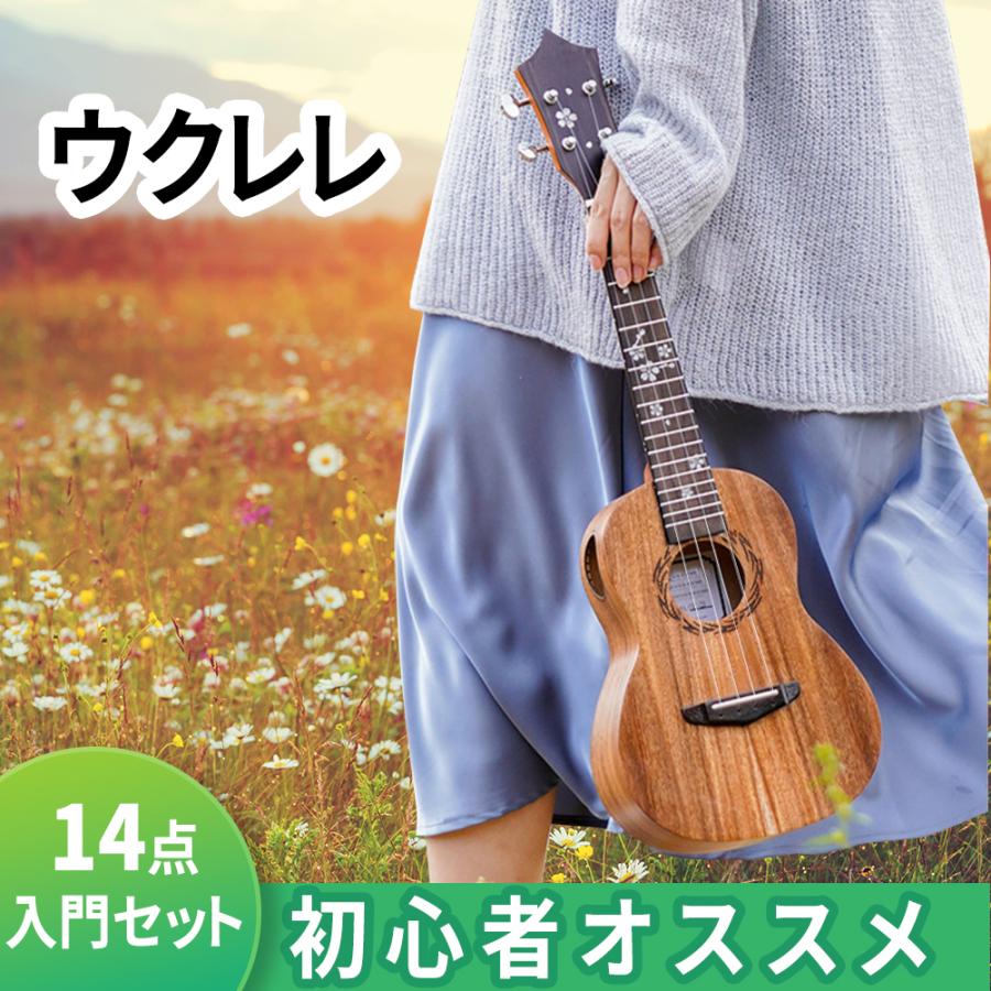 ウクレレ Yahoo第1位受賞 初心者 オススメ 入門14点セット コンサートウクレレ ウクレレケース チューナー コード 安い ミニ 学生 低価格 格安 値段 ギター