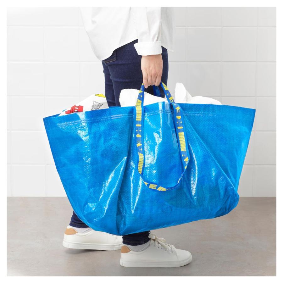 LANGE 折りたたみ式バッグ 青 イケア（IKEA） キャリーバッグ エコバッグ ブルーバッグ フラクタ L
